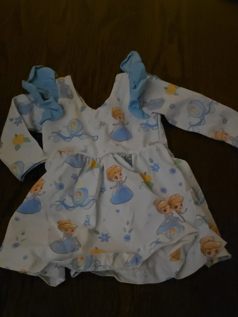 Girls' Blue Princess Print Casual Dress